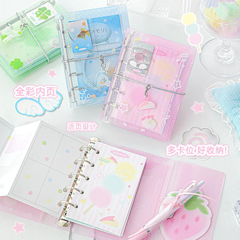 M5 Mini Portable Twill Loose-leaf Book Three-fold Storage Small Fresh Handbook Diary Student Reward Notebook