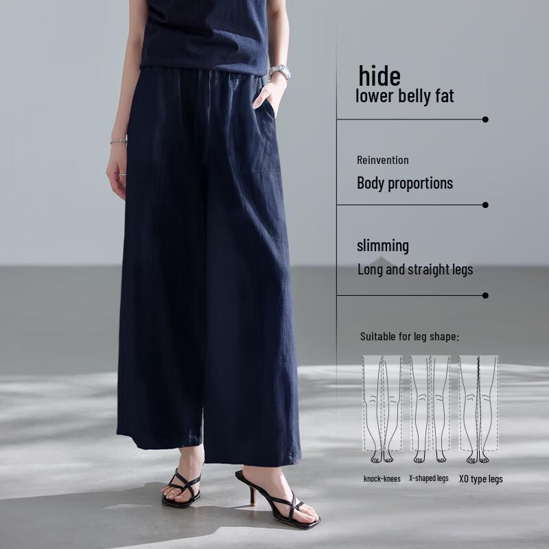 VICTORIA&VERA Ramie Loose Tapered Pants