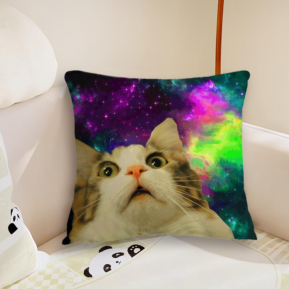 Funny Silly Cat Meme cushion cover Plush Fabric Soft Double Sided Print Sofa Cushion Cover Throw Pillow Covers