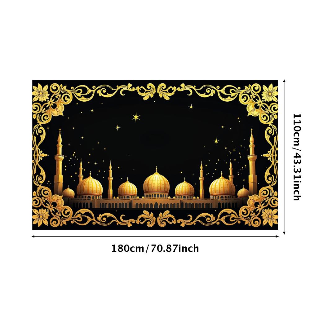 Islamic Mosque Large Tapestry for Ramadan Eid Mubarak Prayer Backdrop Curtains Wall Hanging Decor Muslim Scenic Banner