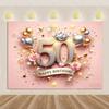 50th Birthday Party Decoration Backgound Surprise Colorful Glitter Balloon Cake Gift Banner Family Happy Photography Studio Prop