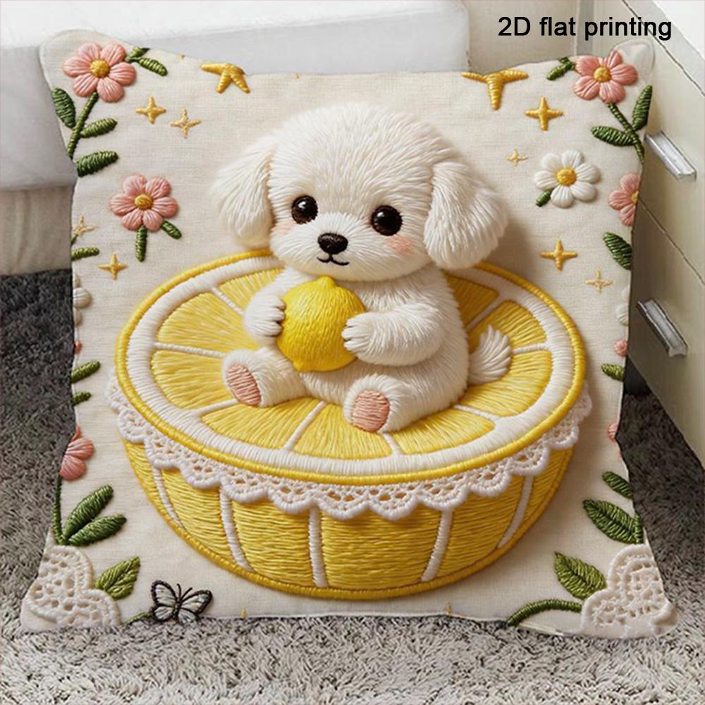 1pc Adorable Animal-Patterned 2D Flat Printing Pillowcases Sofa Bed Cushion Cover Home Bedroom Decoration