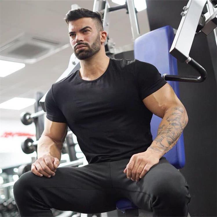 Men's Slim Fit Cotton Crew Neck Sports T-Shirt - Breathable, Stretch, Short Sleeve, Summer Gym Wear