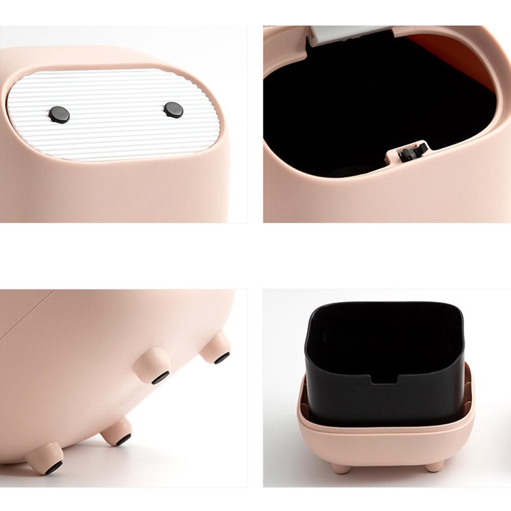 1 Household Ninja Desktop Trash Can, Mini Double-Layer Color Contrast Press Trash Can, Suitable For Dressing Table, Desk, Office