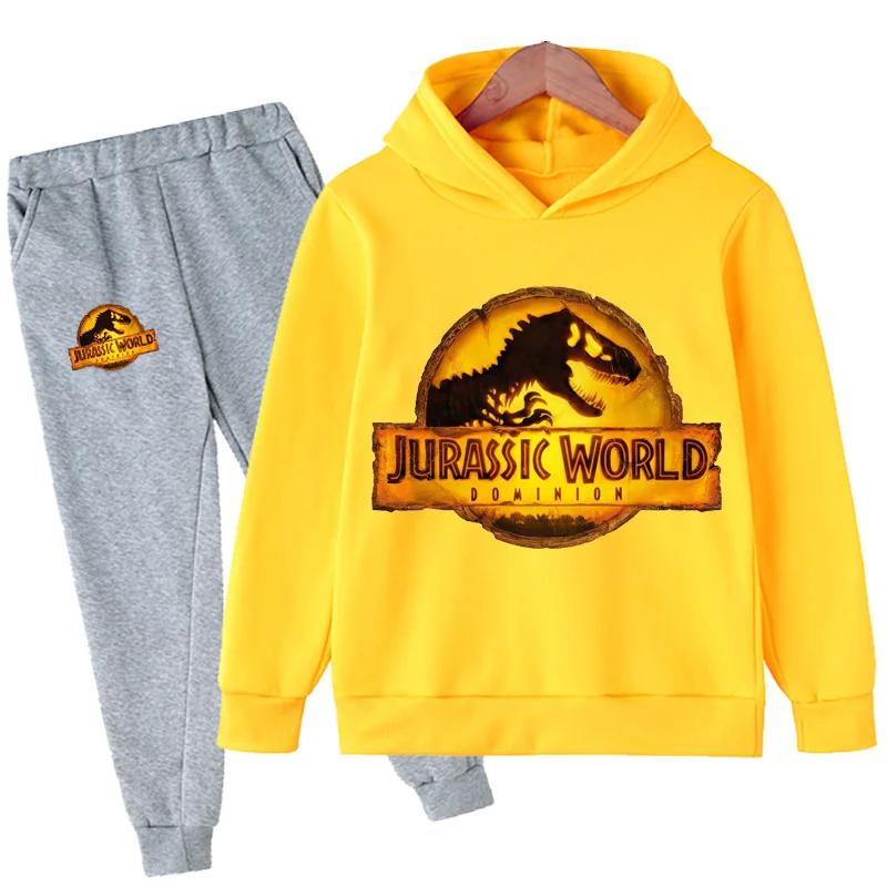 Jurassic World  Fashion Pullovers Clothes Children Dinosaur Hoodies Pants Set Boys Girls Dominion Sweatshirts Hooded Suit