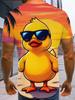(Selection) Summer Fashion Men's Short Sleeve-Shirt, Beach Vacation Duck Pattern 3D Print Men's Crew Neck-Shirt, PLUS SIZE