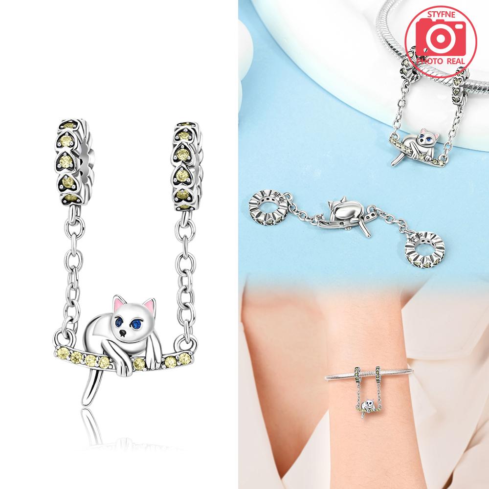 Cat Safety Chain Pendant Copper Colors For Charms Copper Colors Original Bracelet For Jewelry Making