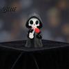 Dark Fantasy Decoration Mini Grim Reaper Statue 3D Printed Halloween Skull Statue Figurine for Tabletop Desk Shelf Home Decor