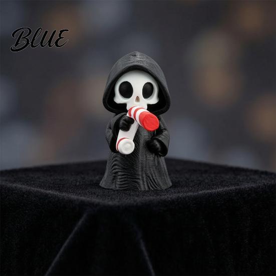 Dark Fantasy Decoration Mini Grim Reaper Statue 3D Printed Halloween Skull Statue Figurine for Tabletop Desk Shelf Home Decor