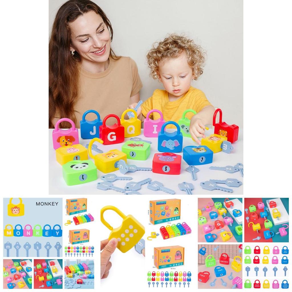 Kids Learning Lock Keys Alphabet Number Matching Early Education Toys