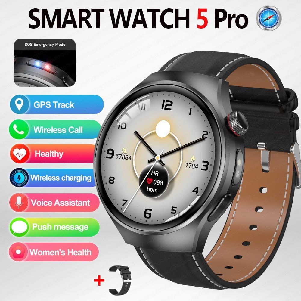 2026 Nuovo Watch5 Pro Smartwatch GPS Schermo AMOLED HD da 1,53 Pollici Bussola Frequenza Cardiaca Impermeabile Modalità Sportive Multiple Chiamata BT Smartwatch