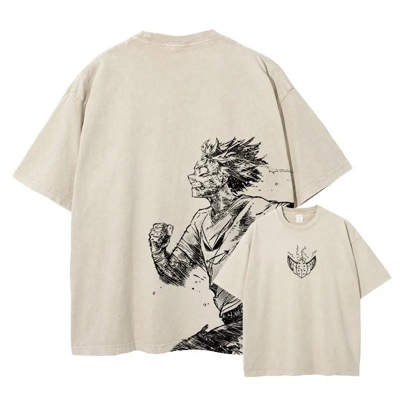

My Hero Academia Izuku Midoriya Manga Style Double-Sided Oversized T-Shirt, Shonen Anime Battle Scene Graphic Tee, Unisex Casual Top S бежевий