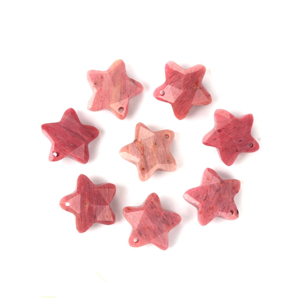 8Pcs/Pack Faceted Natural Stone Beads with Holes Handmade Star Shape Loose Beads for Jewellery Making DIY Necklace Bracelet Accessories Gifts 14x14mm