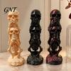Modern Interior Ornaments 3D Printed Triple Skull Statue, Halloween Horror Hear No Evil See Tabletop Decor Speak Figurine, Creative Desk for