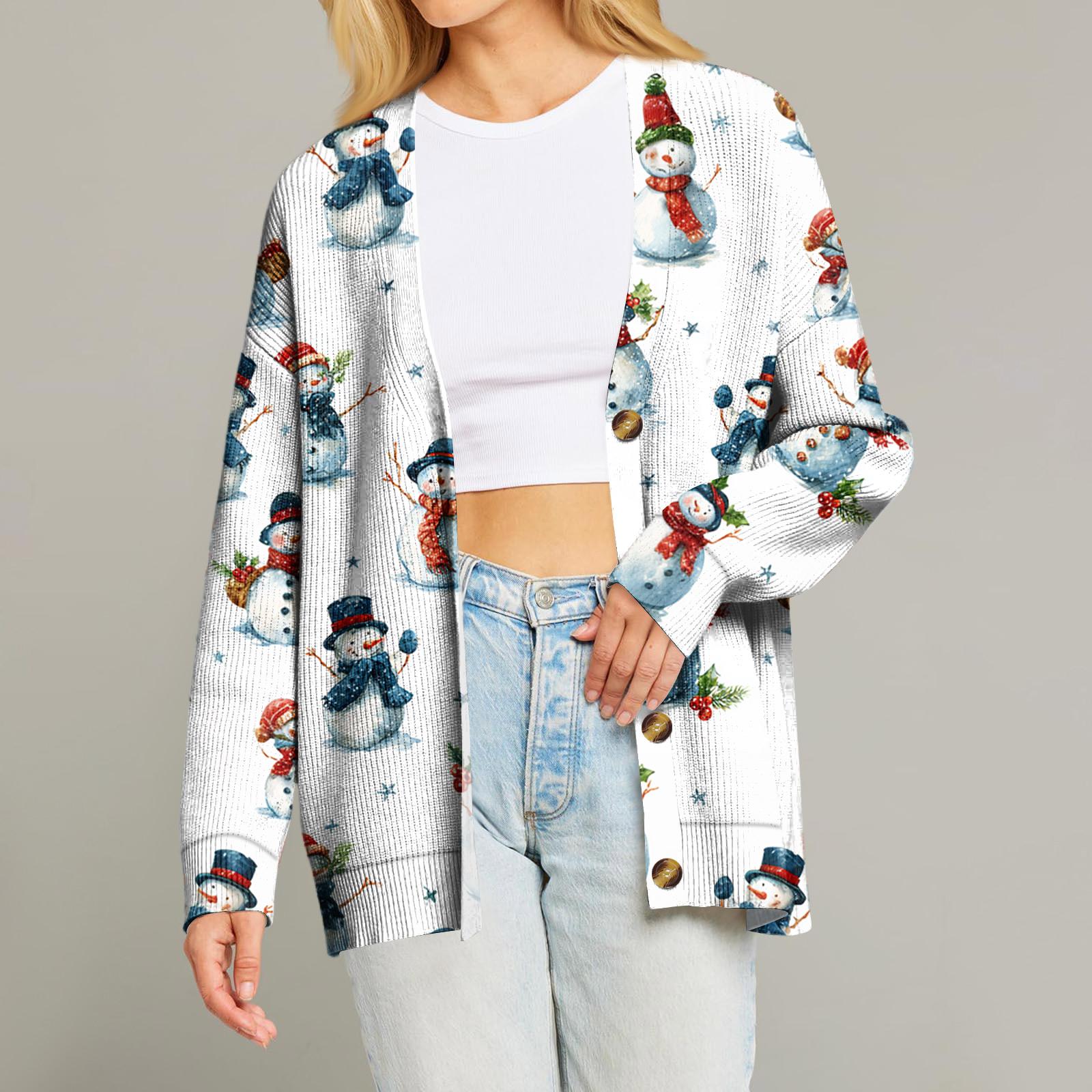 

Женский модный кардиган с длинным рукавом, принтом, V-образным вырезом, на пуговицах, свободного кроя XL белый