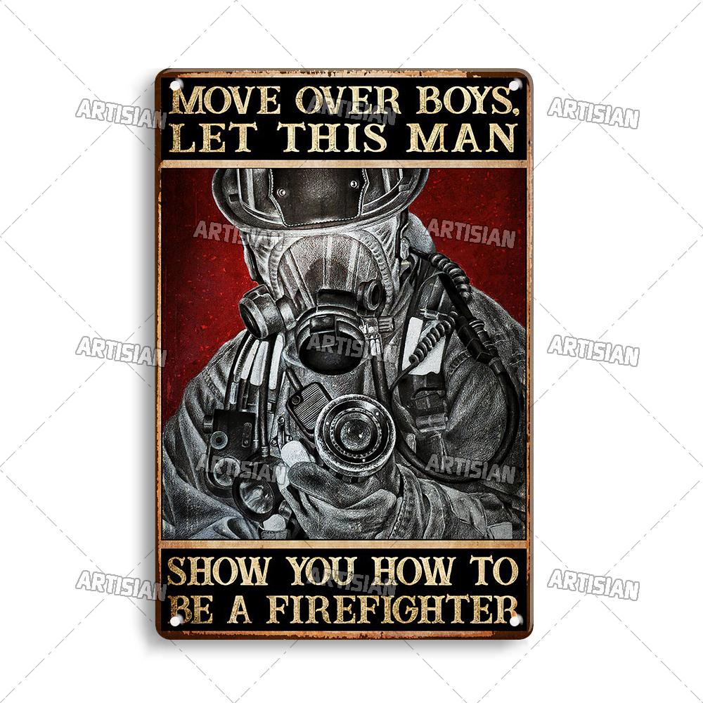 Artisian Firefighter Metal Sign Fireman Vintage Tin Plaque Retro Decorative Poster Wall Decor Garage Bar Pub Club Hotel Cafe