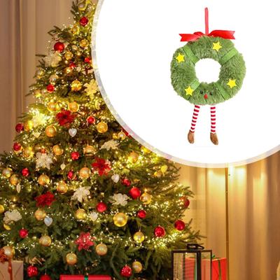 Enfeite de pelúcia para pendurar em árvore de Natal, guirlanda redonda com cordão, 14 x 21 cm, festa em casa