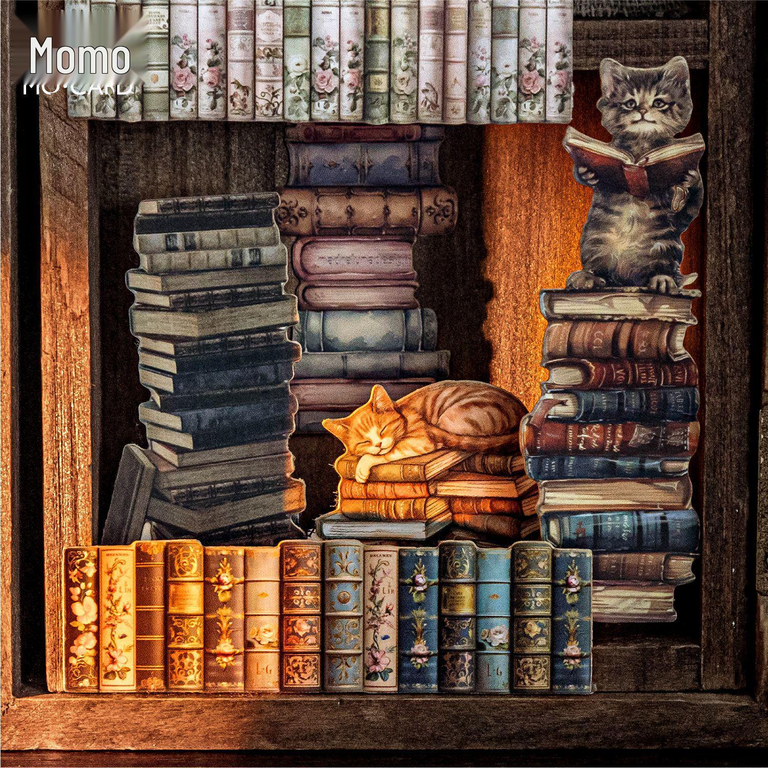 3D Вырубные Наклейки Мо Мо: Серия ретро-акварельных выставочных залов (4 Типы) Study Flower House