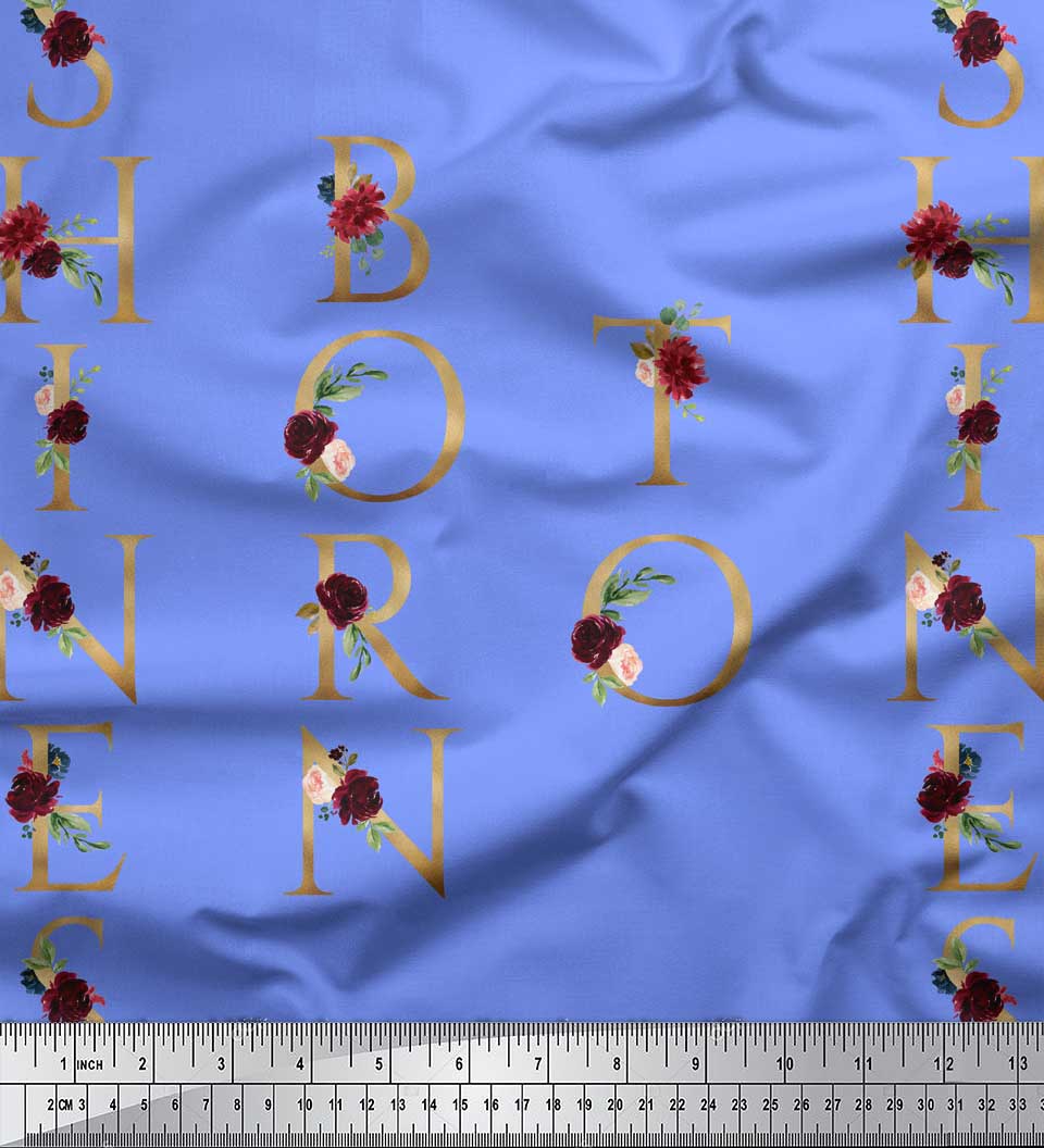 

Soimoi Black Poly Crepe Fabric Inspiration Quote Print Швейна тканина метр 42 дюйма 42 Inch Wide - Poly Crepe синій