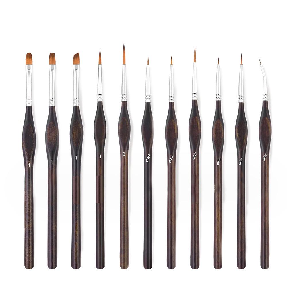 11-Piece Wooden Handle Hook Line & Detail Painting Pen Set
