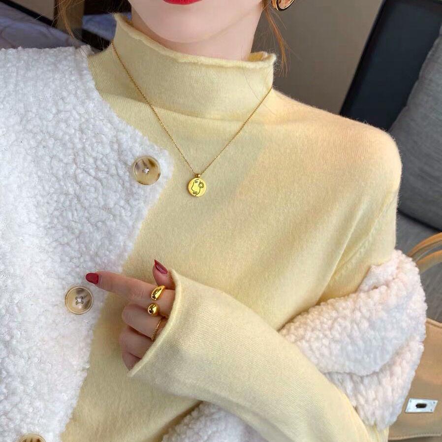 

Women s High Neck Base Sweater: Versatile Loose Knit Top for Spring and Autumn Trends 2025 Other