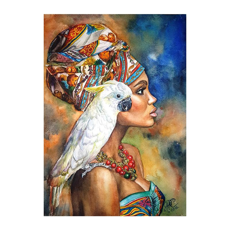 Beautiful African Woman Portrait Canvas Print Painting Wall Ethnic Art Vintage Poster Picture for Living Room Home Decor Cuadros
