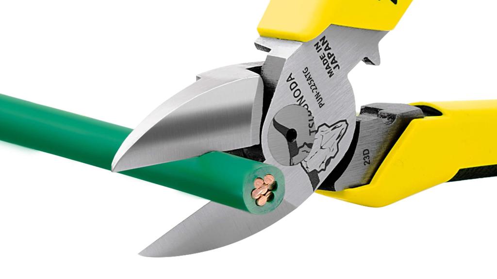 TSUNODA Electric Power Nippers with Crimping Eccentric x 3 Thin-Blade Function, VVF2.6 Cores, 225mm, PUN-225ATG