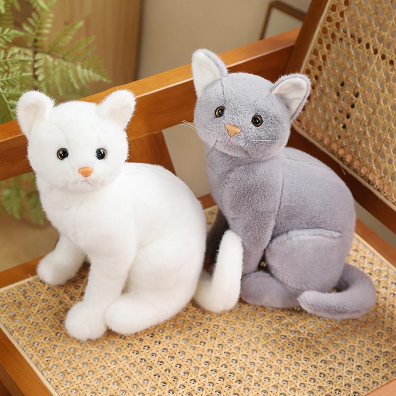 New Simulation Cat Stuffed Animal Plush Toy for Children To Sleep With, Soothing Dolls Cute Christmas Gifts for Kids