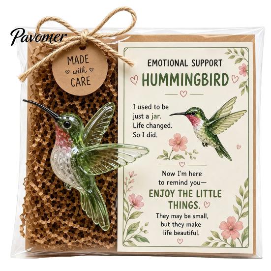 Cute Resin Animal Figurine Emotional Support Glass Gift, Recycled Pocket Hug Turtle/Bird/Frog Healing Desk Keepsake with Encouragement Card,