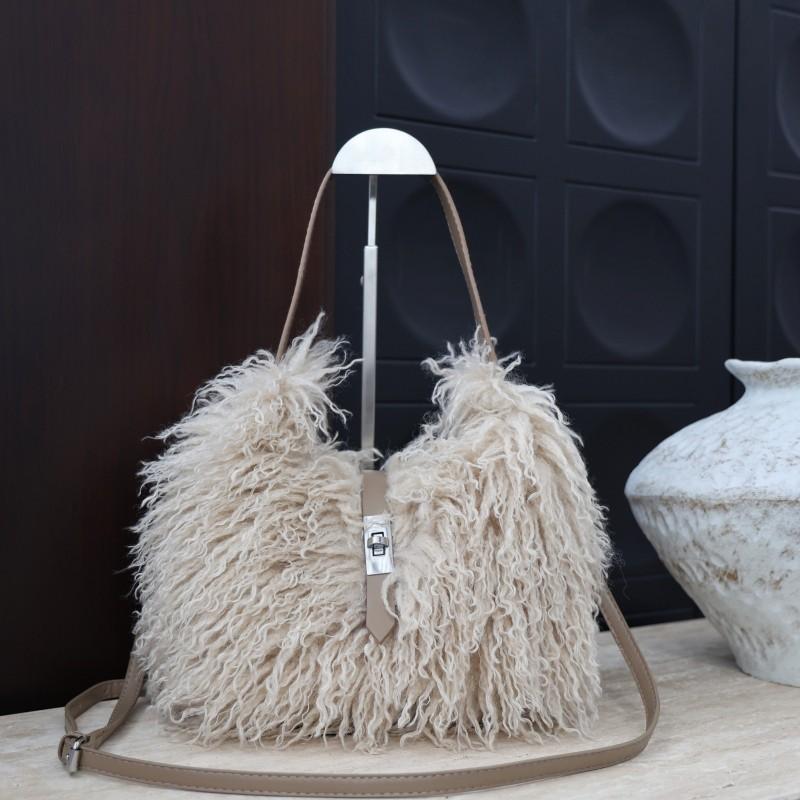 2025 Fall Faux Fur Tote Crossbody Bag Women Y2K Sweet Underarm Shoulder