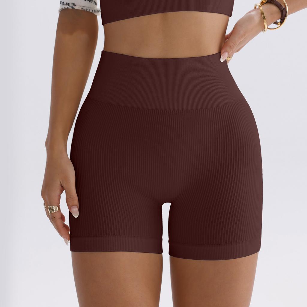 Sports shorts European and American hip lift high waist yoga pants women's peach hip tight three-point quick-drying threaded fitness shorts