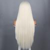 Long Straight Wig With Bangs Natural White Hair Wigs Synthetic Heat Resistant Wigs For Girls Daily Party Use
