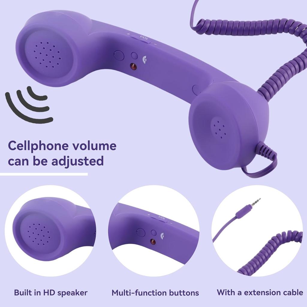 Telephone Handset for Cellphone, Retro Phone Handset with 3.5mm Jack Mobile Phone Receiver Old Telephone Headset Handheld Receiver for Cell
