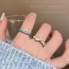 Super White Fritillary Enamel Blue Ring Women'S Niche Design Adjustable Index Finger Open Ring Light Luxury High-End Ring