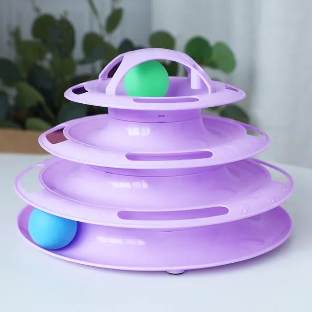 New 3/4 Levels Cats Toy Tower Tracks Cat Toys Interactive Cat Intelligence Training Amusement Plate Tower Pet Products Cat Tunne