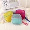 Candy Color Square Mesh Cosmetic Organization Storage Bag With Zipper Portable Sundries Pouch For Travel With Rope 1Pc
