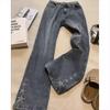 Summer American High Street Embroidery Star Jeans Men's Design Trendy Brand Fried Street Loose Straight Pants