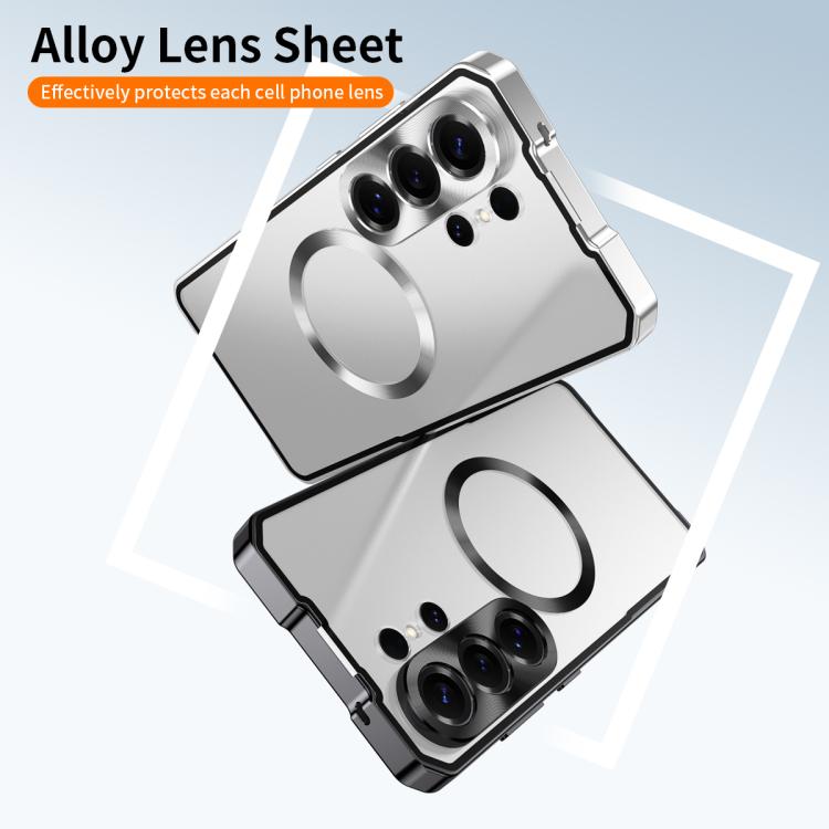 Irregular Alloy Frame Fosted Translucent MagSafe Phone Case