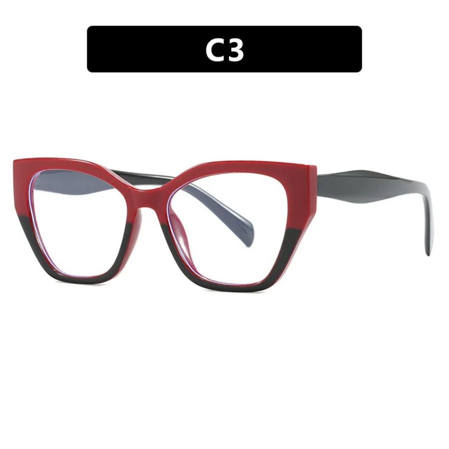 New Women Fashion Cat Eye Glasses Frame Trend Retro Flat Mirror Splicing Anti Blue Light Eyeglasses Man Decorative Plain Eyewear