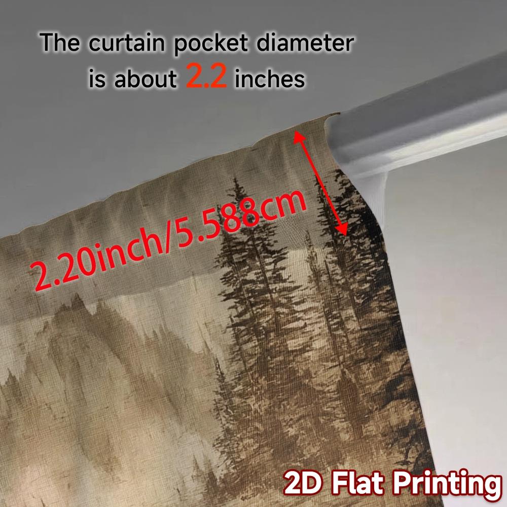 2pcs, 2D FLAT PRINTING Curtains (Without Rod) Bear Family Forest Contemporary Modern Curtains Machine Washable Fabric Curtains