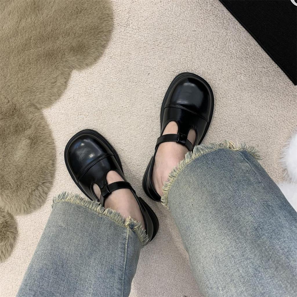 Fashion IPPEUM Mary Jane Shoes Lolita Leather Round Toe Buckle Women Flats Shoes Loafers