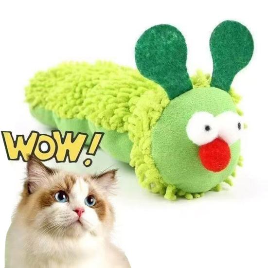 1 Set Stuffed Cat Plush Caterpillar Toy Catnip Chew Kitten Teething Kicker Toy Toy Soft Pillow