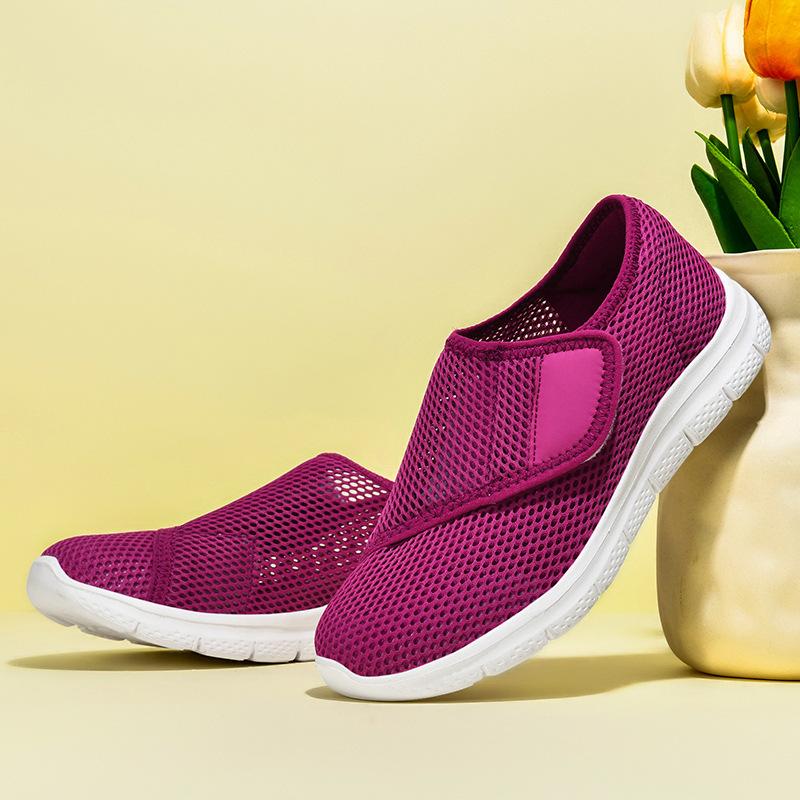 New spring and summer soft bottom mesh hollow breathable Velcro women's casual single shoes fashion