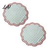 Heat Proof Mats for Dining 2Pcs Round Plaid Fabric Placemats Scalloped Tableware Coasters Resistant Plate Washable Place Table Tea Party