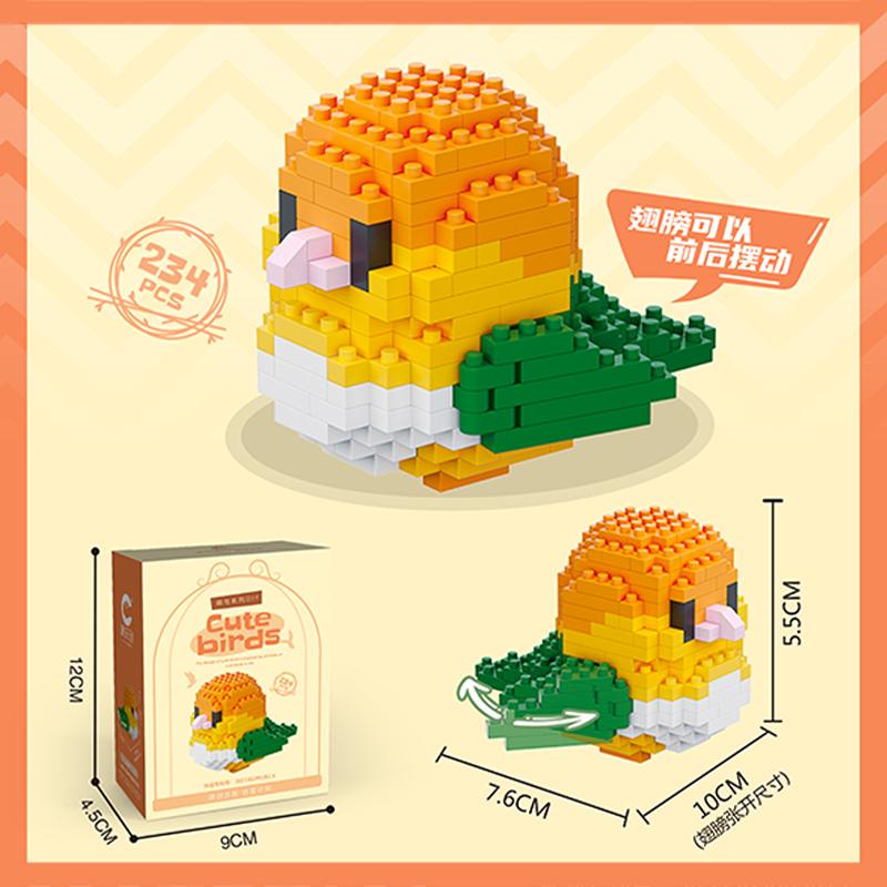 Moe Bird Series Building Blocks Model Cartoon Cute Parrots Sparrows Animal Assembly Bricks Home Decoration Toys Christmas Gifts