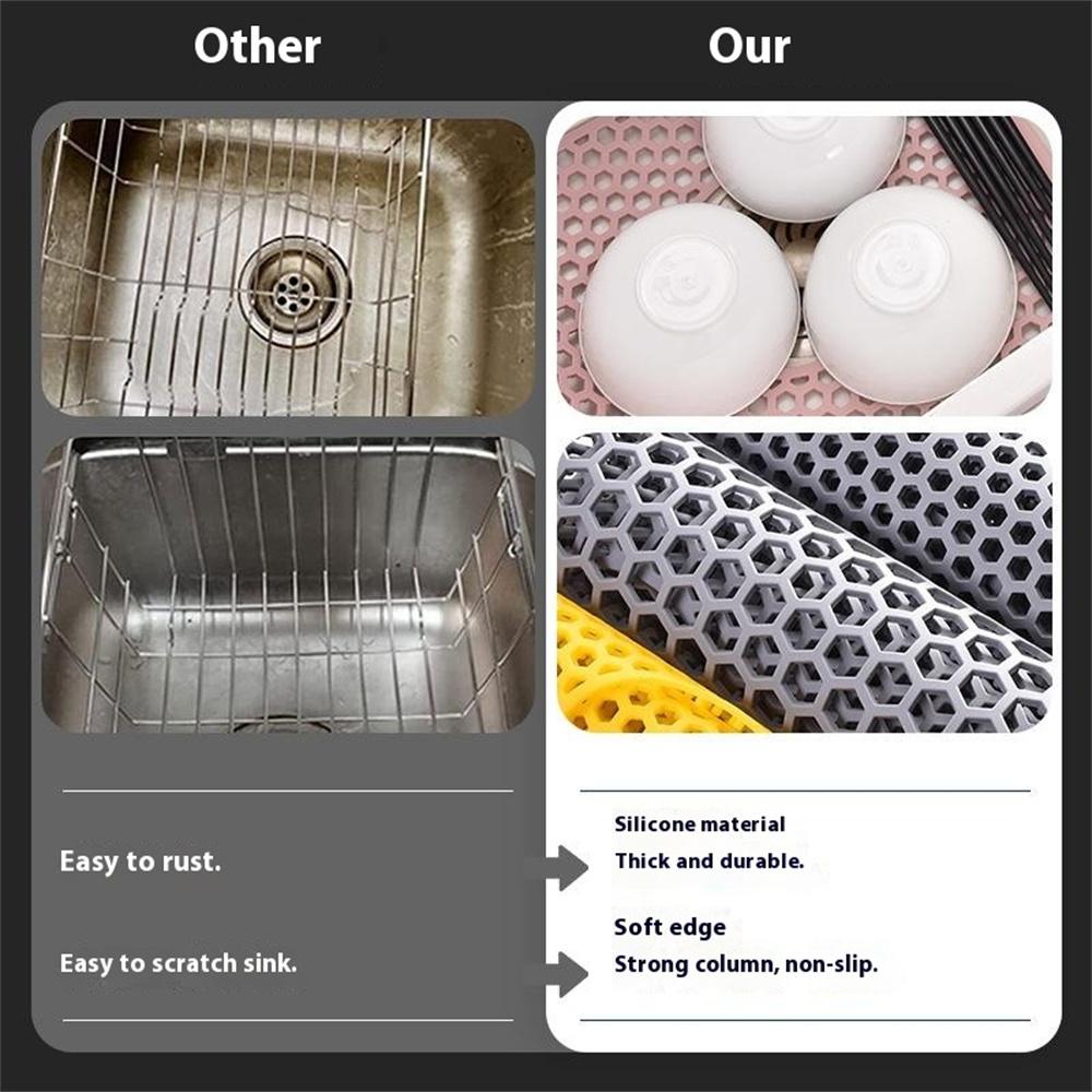 Large Size Silicone Kitchen Hollow Sink Mat Non-Slip Heat Insulation Desk Pad Drain Mat