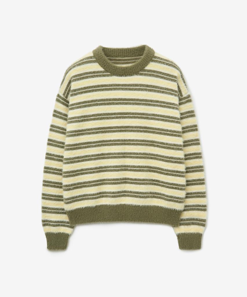 MINAV Hairy Stripe Knit [Olive]