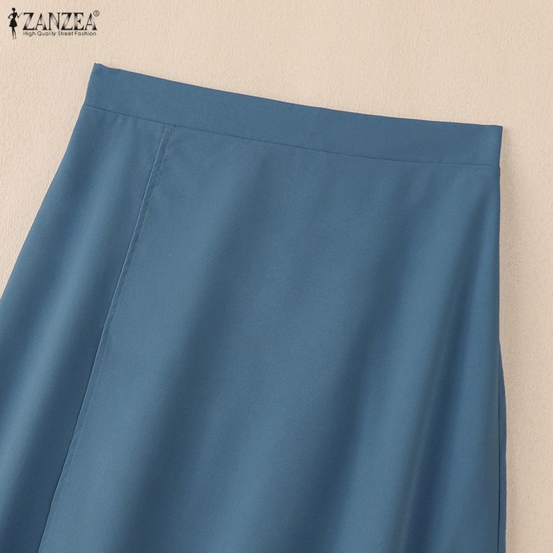 ZANZEA Fuste Midi Largi Casual pentru Femei, Culoare Solidă