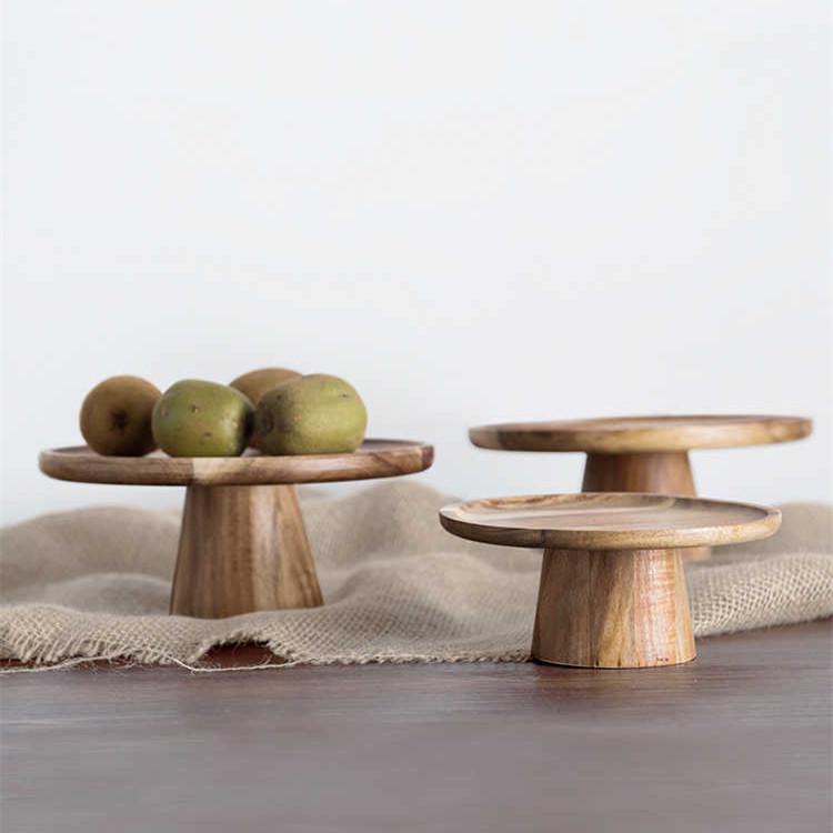 Wooden Dessert Cake Stand with High-Foot Platter: Afternoon Tea Display Rack and Storage Tray Set