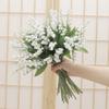 Tenvity Plastic White Bellflower Artificial Flower Handmade Home Decoration Plant Wall Wedding Party Bride Holding Fake Bouquet